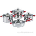 Cookware Set with glass lid stainless steel